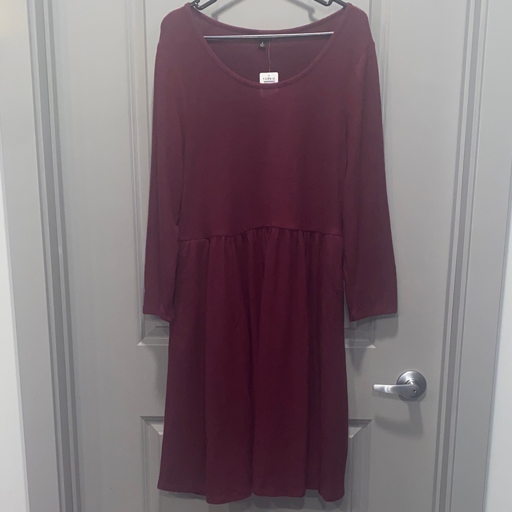 Torrid Burgundy Sweater Dress Long Sleeve Casual Cozy Plus Size 2X NWT - Picture 3 of 8